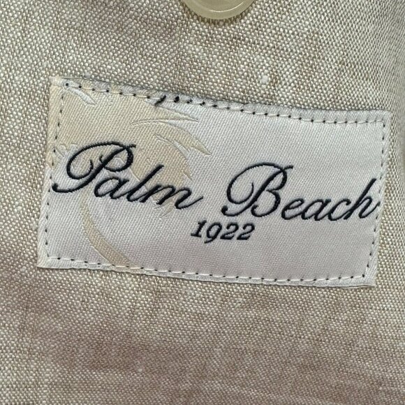 Palm Beach 1922 Mens 100% Linen Cream Blazer Size 44L Classic Two-Button Design - Picture 3 of 7